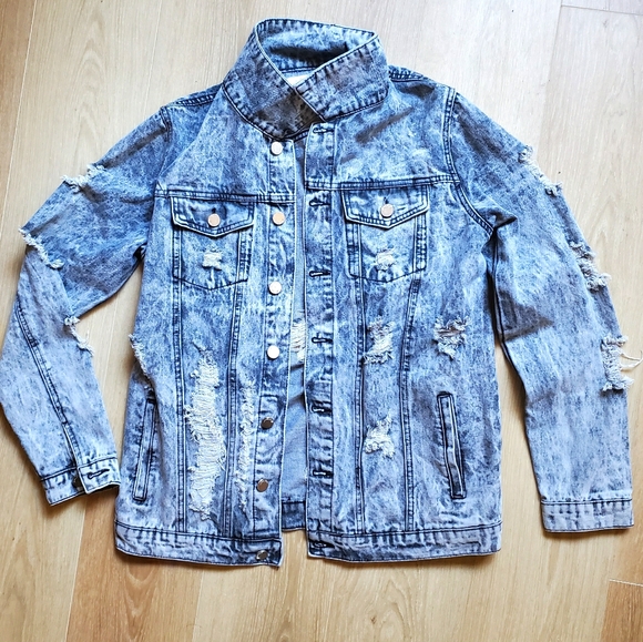 Fantastic Fawn Jackets & Blazers - Grunge Denim Distressed Jacket M
